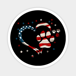 American Flag  Dog & Cat Paw Print - 4th Of July Magnet